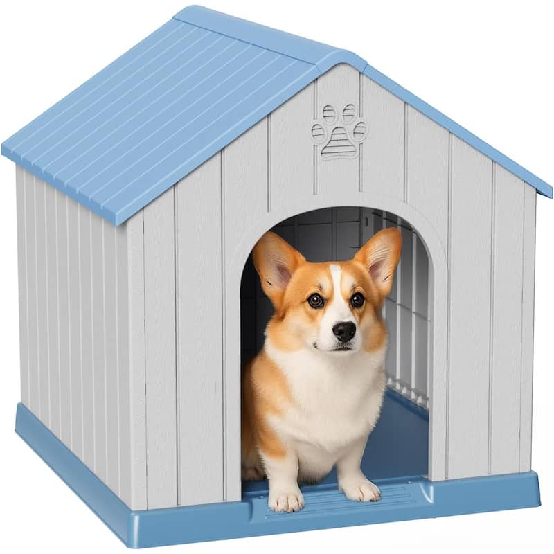 Decksplore Dog House Resin Outdoor Dog Kennel Weatherproof Indoor - BLUE