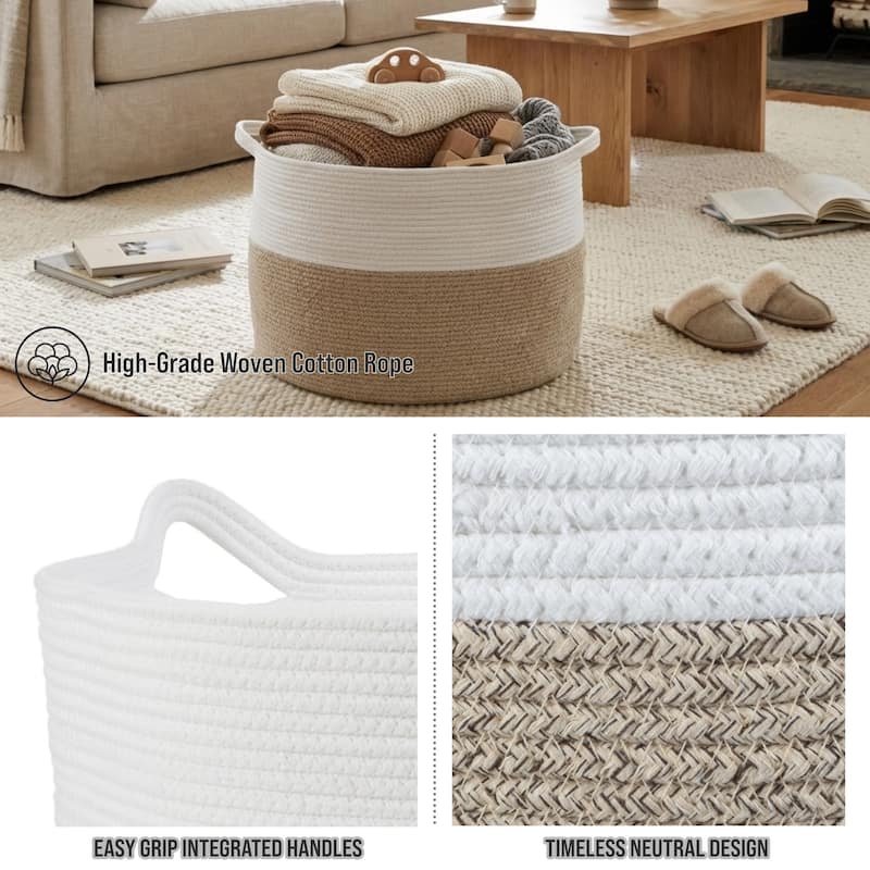 Extra-Large Basket - Cotton Rope Basket with Handles - Baskets for Organizing by Home-Complete