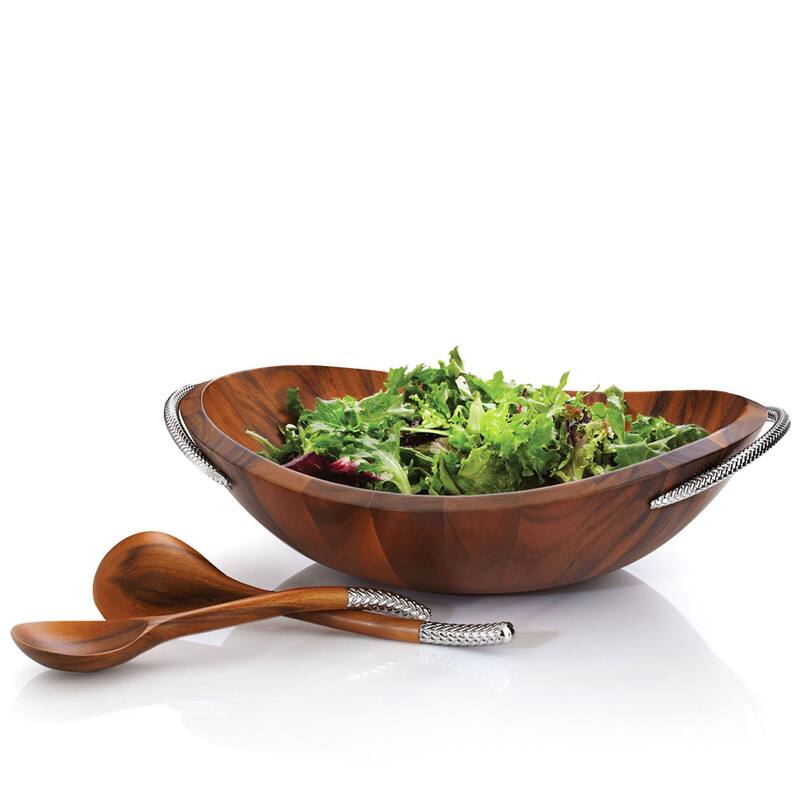 Nambe Braid Salad Bowl with Servers