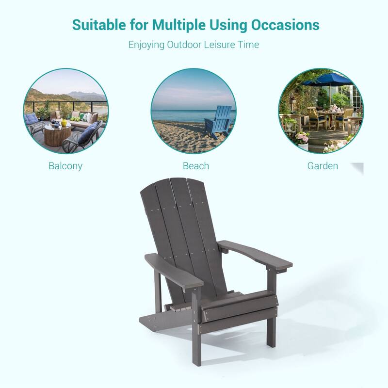 Bonosuki Patio Faux Wood Adirondack Chair Weather Resistant-Set of 2