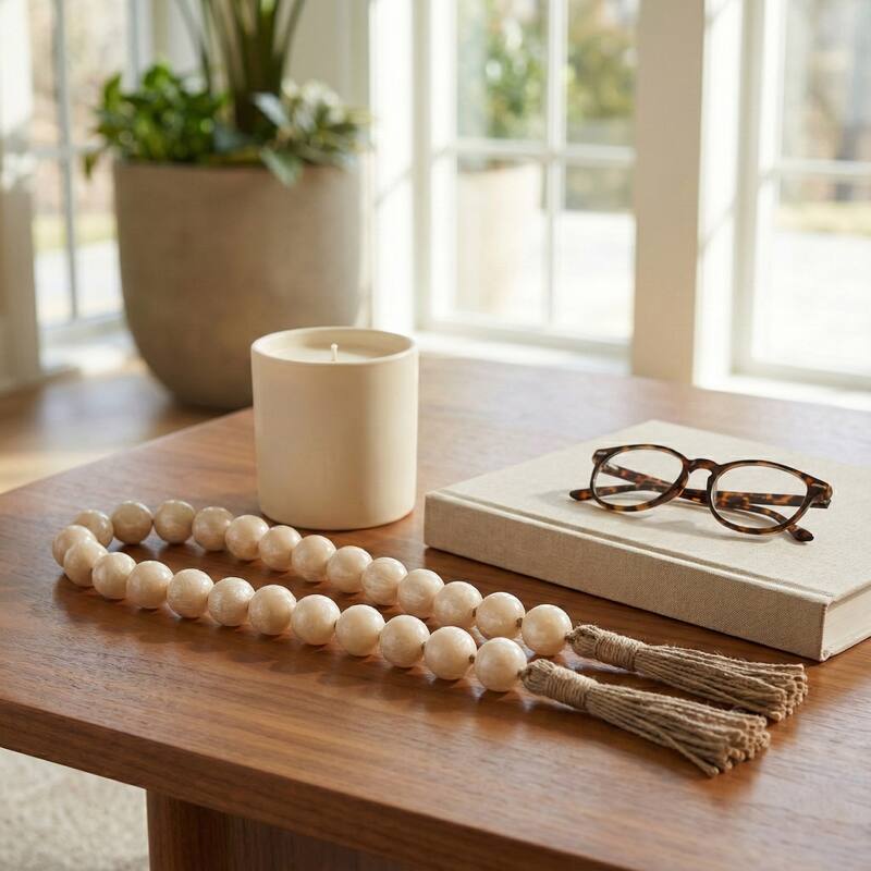 Decorative Resin Beaded Garland with Tassels - 36"