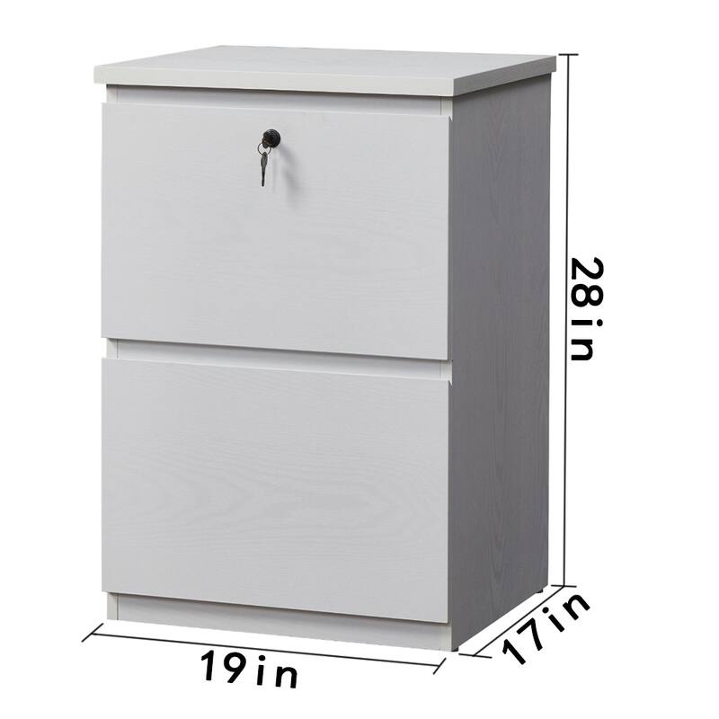 KOWO Wooden 2-Drawer Filing Cabinet with Lock Letter Size Office Storage, Locking Document Organizer for Home or Workplace