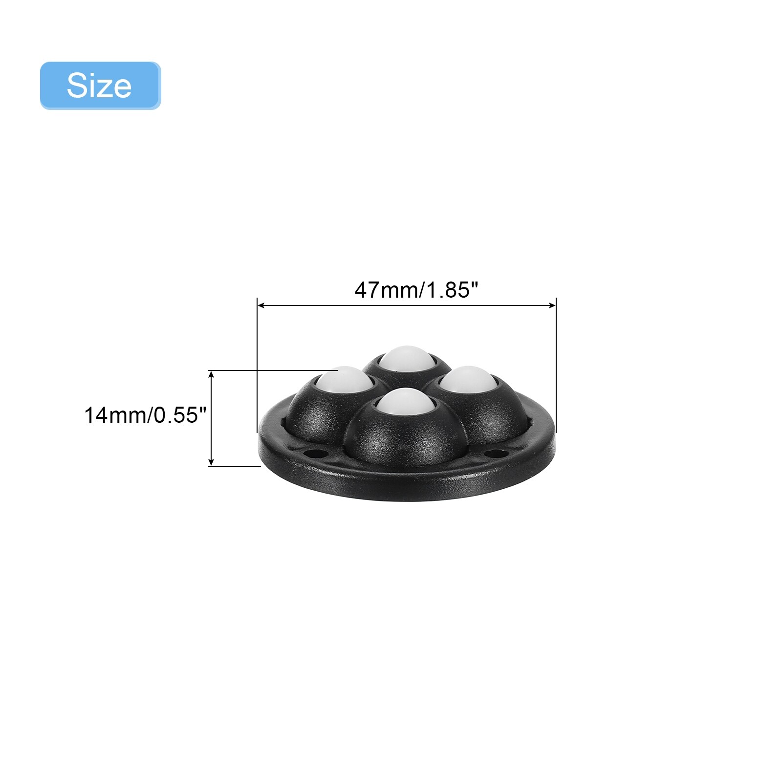 Mini Self Adhesive Caster Wheels, 360° Swivel Wheel Small Rolling Ball Caster for Small Appliances Storage Box Can - Black