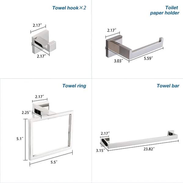 dimension image slide 1 of 5, PROOX 5 Piece Bathroom Hardware Sets