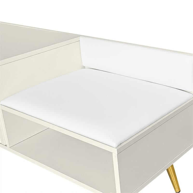 Modern Shoe Storage Bench with Hidden Storage and Upholstered Cushions