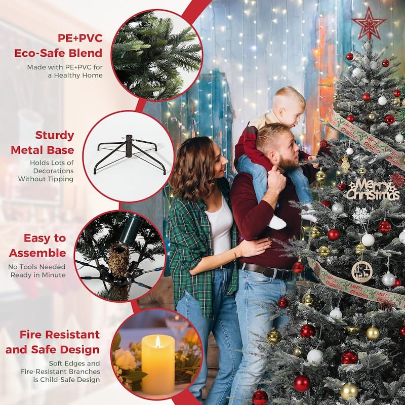 7.5 Ft Pre-Lit Slim Aspen Fir Artificial Christmas Tree