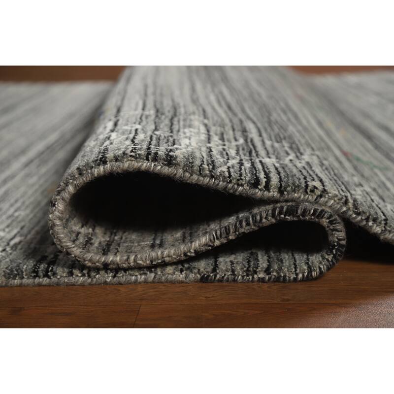 Grey Oriental Gabbeh Indian Area Rug Hand-Knotted Wool Carpet - 5'3" x 7'6"