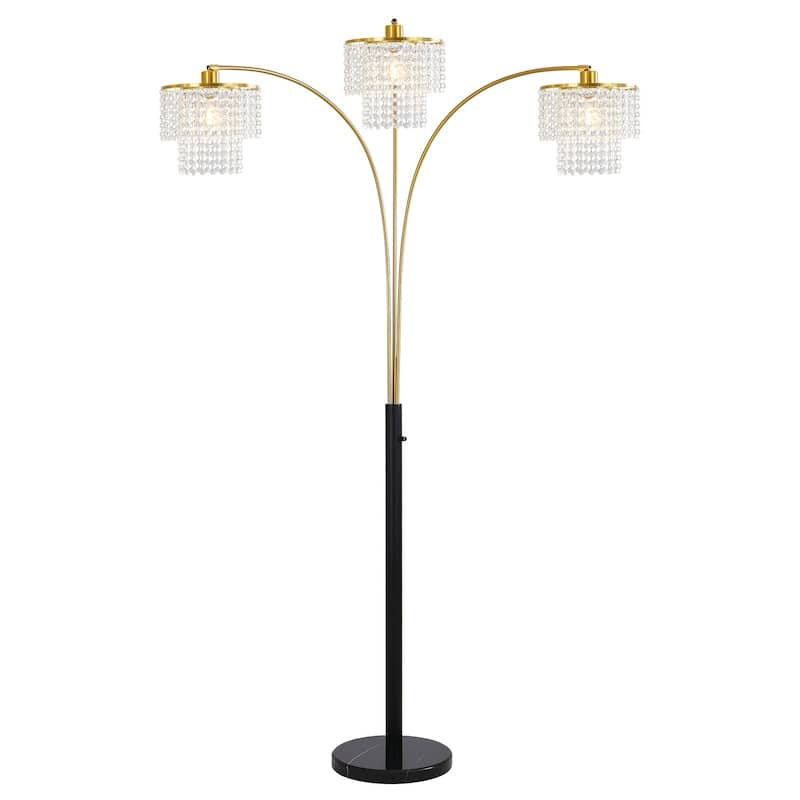Brio 85" 3-Light Modern Gold Crystal Arc Floor Lamp - 85