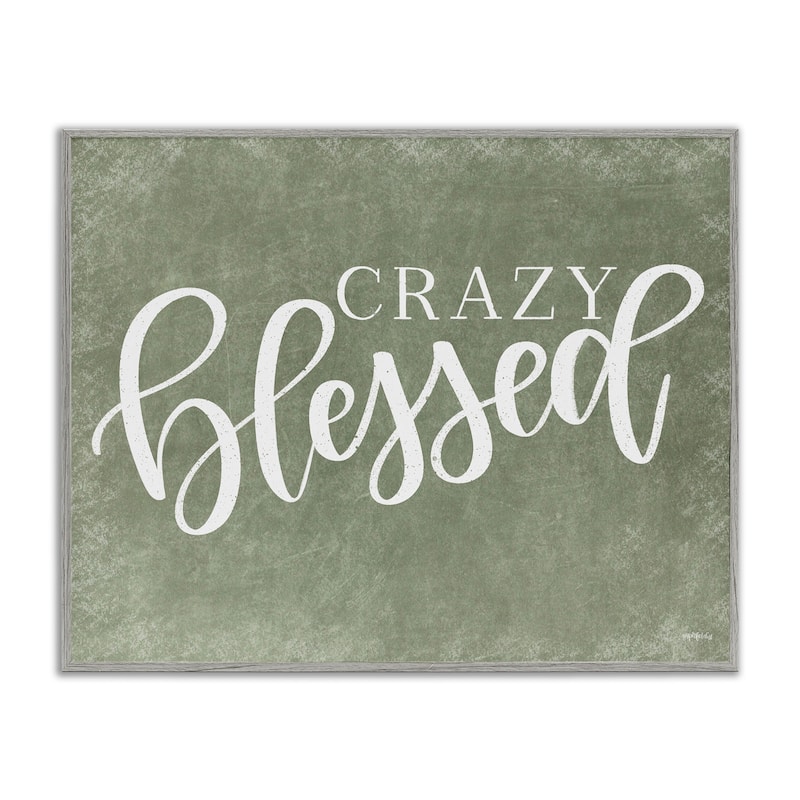Stupell Crazy Blessed on Green Framed Giclee Art Design By Imperfect Dust - 20 x 16 - Grey