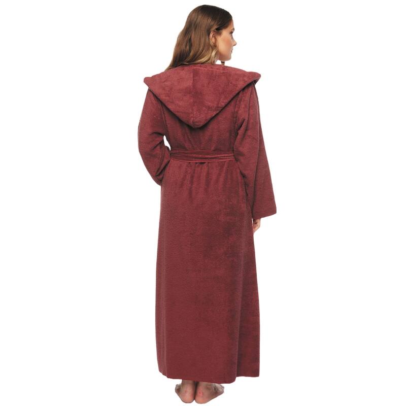 Women's Angel Stlyle Robe Ankle Long Hooded Turkish Cotton Bathrobe