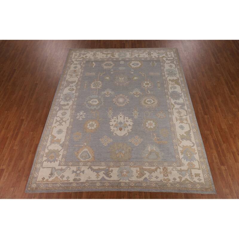 Oushak Oriental Area Rug Vegetable Dye Hand-Knotted Wool Carpet - 9'5"x 11'9"