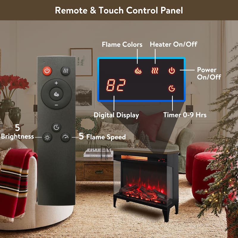 24 Inch Three Sided Glass Electric Fireplace With Feet