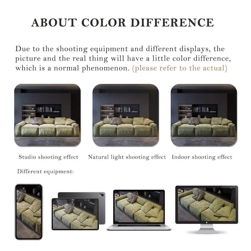 110'' Square Sofa Masha Velvet with Four-seater for Living Room Sofa-bed