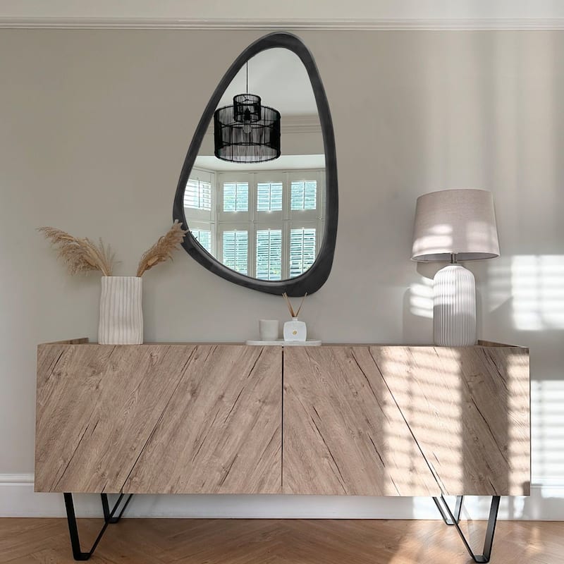 Irregular Mirror Asymmetrical Wood Wall Mirror