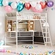 preview thumbnail 10 of 16, Full Size Loft Bed With Desk And Storage Shelves And Ladder for Home White