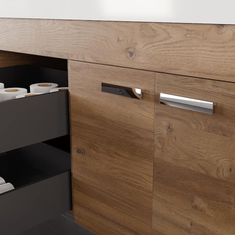 Lugano 60 in. Natural Oak Wallmount DS Bath Vanity with Integrated Acrylic Sinks