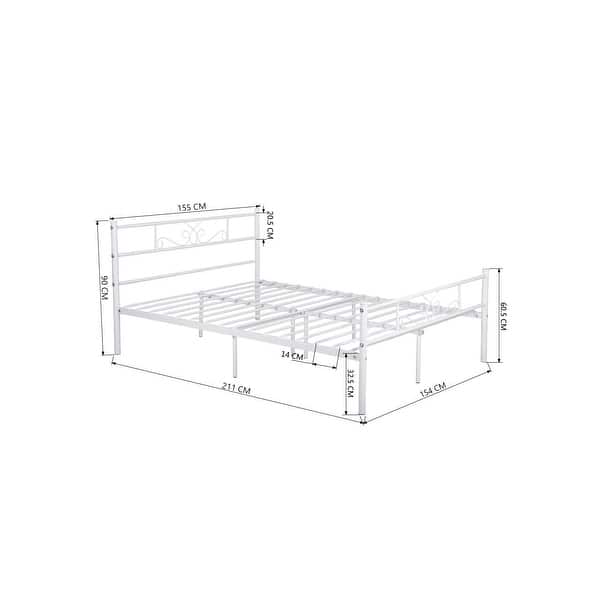 Queen Size Easy to Set-up Metal Bed Frame Platform Mattress Foundation ...