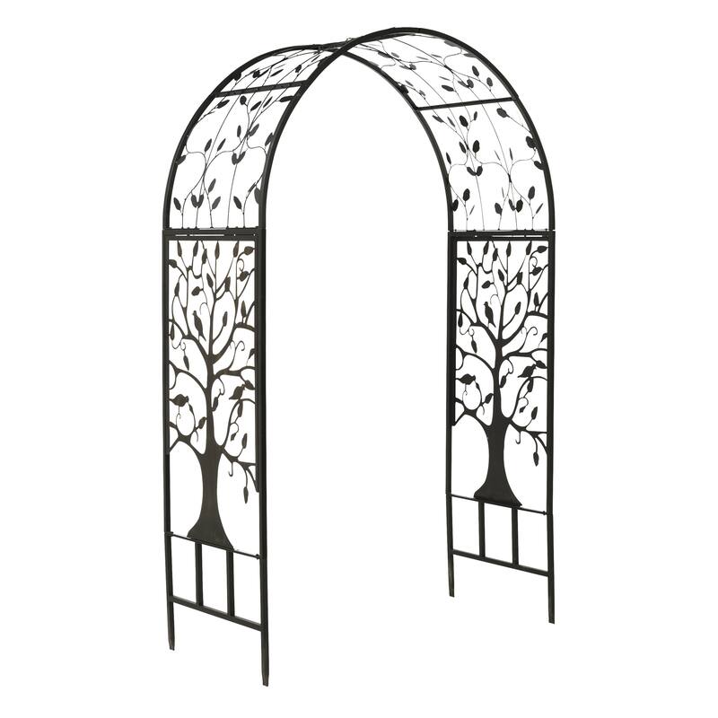 83" x 53" Metal Arched Garden Arbor with Tree of Life Design