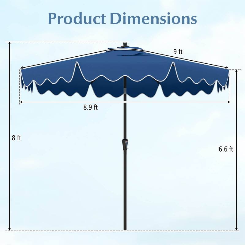 Costway 9 FT Patio Umbrella 2-Tier Market Table Umbrella with
