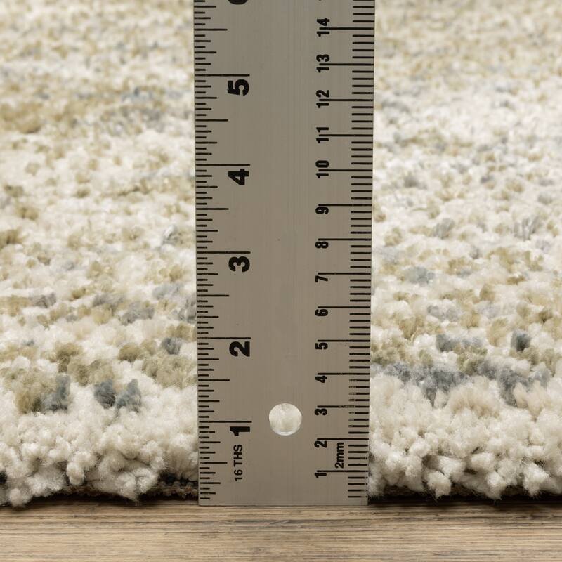 Archer Mottled Abstract Ivory/ Gold Shag Area Rug