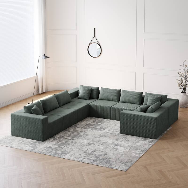 Luxury Floor Standing Couch Set Sectional Sofa Set Corduroy Upholstered Modular Sofa - Freely Combined Into Various Shapes