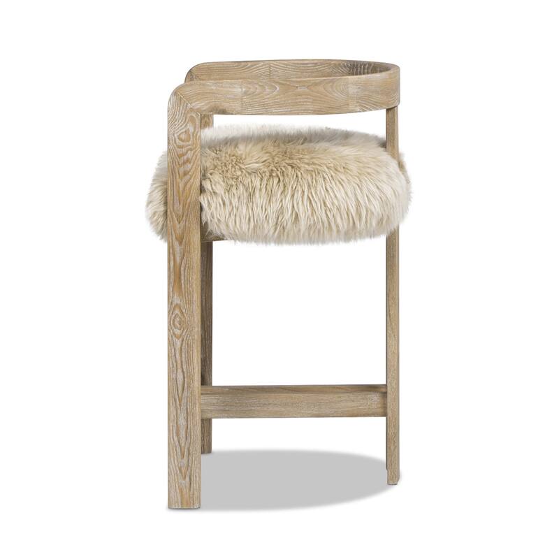Low Back Genuine Fur Counter Stool