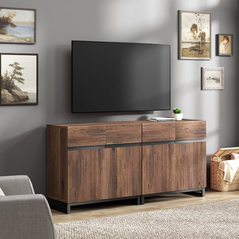 WAMPAT Modern TV Stand with Storage Cabinets for Living Room,Bedroom,Brown - 2PCS - Brown