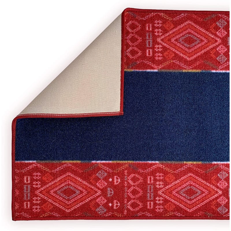 Custom Size Southwestern Border 26 Inch Wide Non-Slip Stair Runner Rug