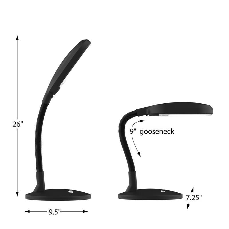 Lavish Home Gooseneck Natural Sunlight LED Desk Lamp, Black