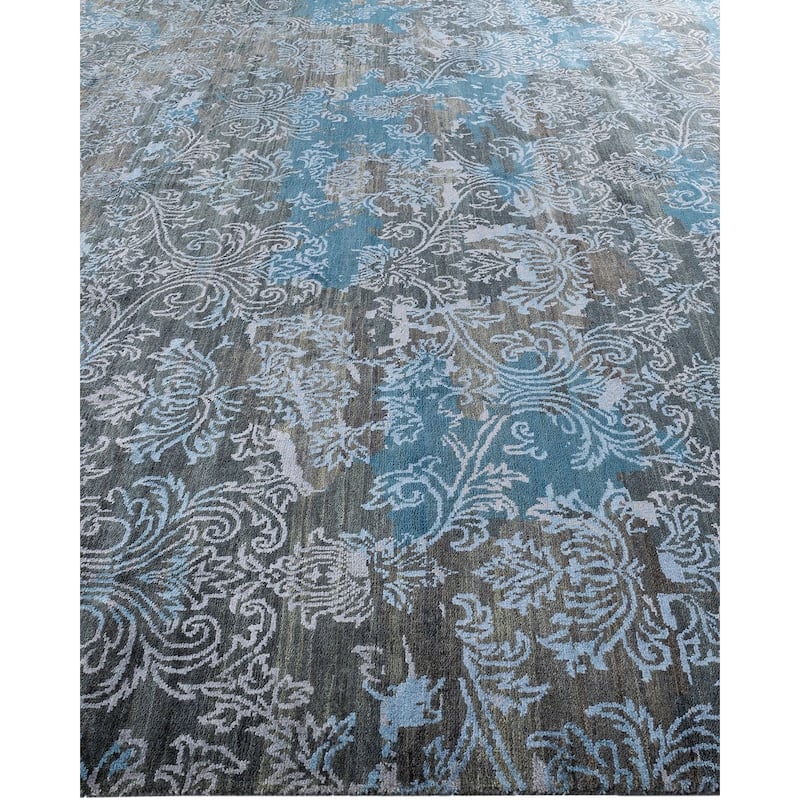 Ikat One-of-a-Kind Hand-Knotted Area Rug - Gray, 9' 0" x 12' 2" - 9' 0" x 12' 2"