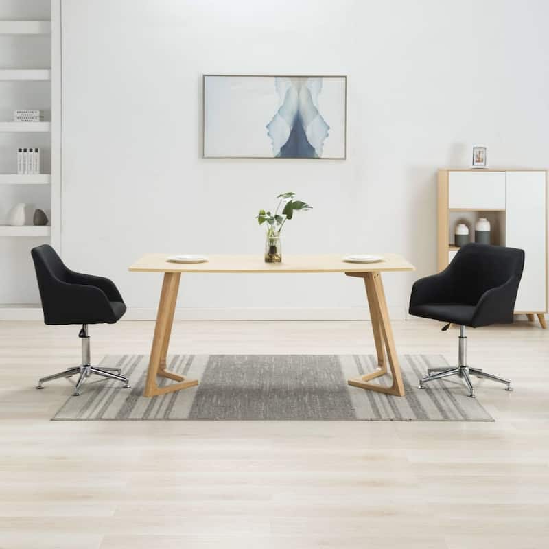 vidaXL Dining Chair 360 Degrees Swivel Accent Desk Chair with Arms Fabric - 21.7" x 20.9" x (30.7"-36.2")