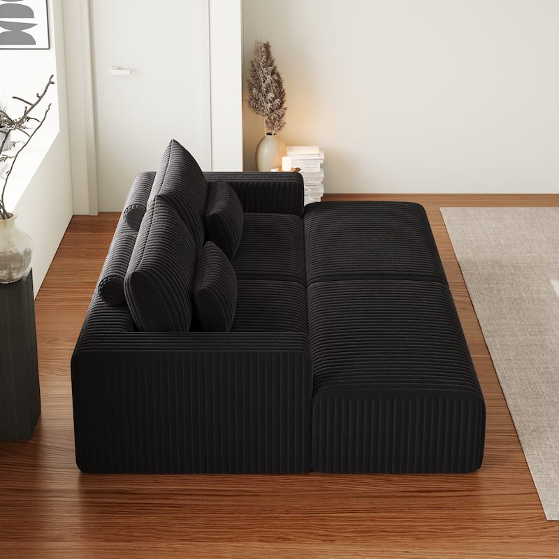 102" Modular Couch Cloud Plush Loveseat Sectional Sofa with 2 Ottoman
