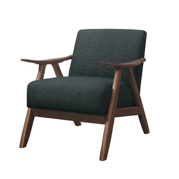 slide 2 of 5, 32 Inch Fabric Upholstered Accent Armchair, Curved Armrests, Dark Gray