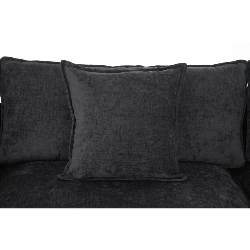 39.4" Modern Accent Chair with Ottoman, Living Room Club Chair Chenille Upholstered Armchair, Reading Chair for Bedroom