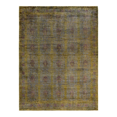 Overton Hand Knotted Wool Vintage Inspired Modern Contemporary Overdyed Gray Area Rug - 7' 10" x 10' 6"