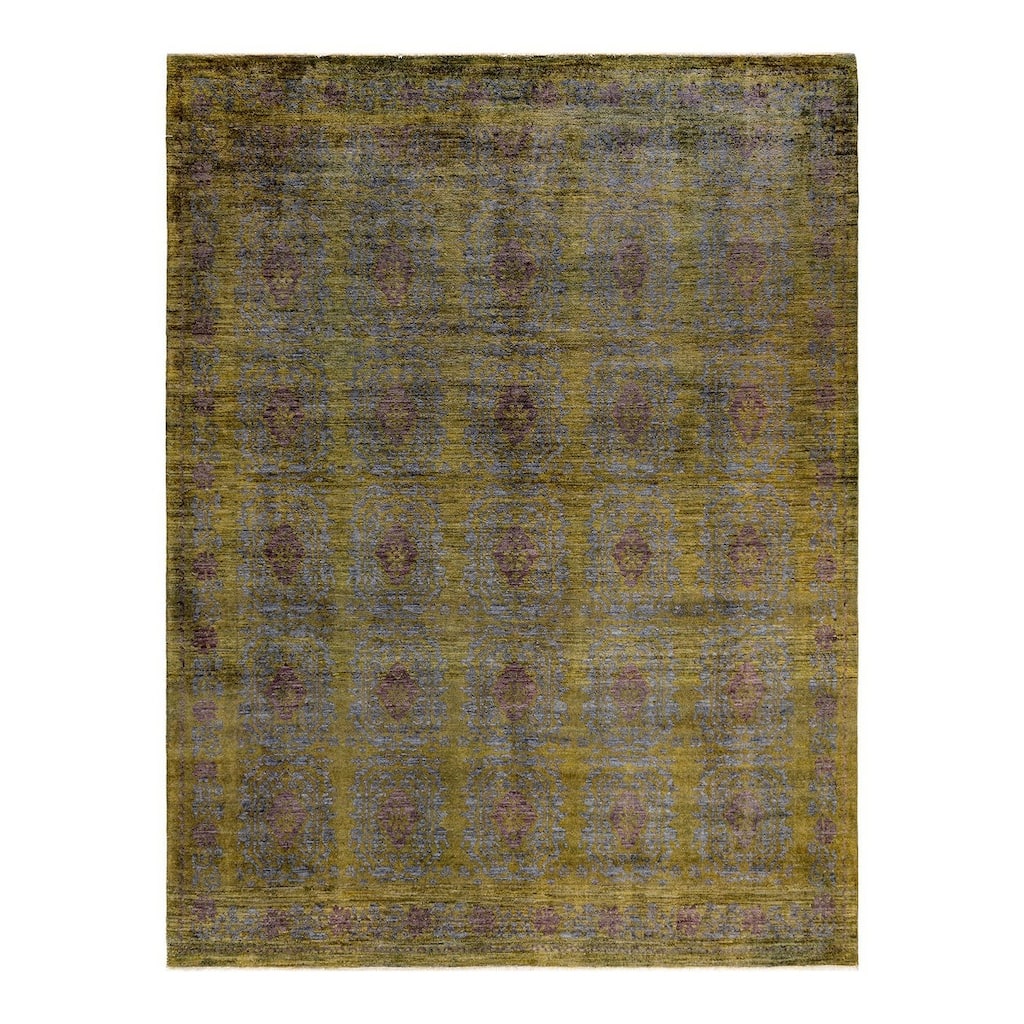 Overton Hand Knotted Wool Vintage Inspired Modern Contemporary Overdyed Gray Area Rug - 7' 10" x 10' 6"