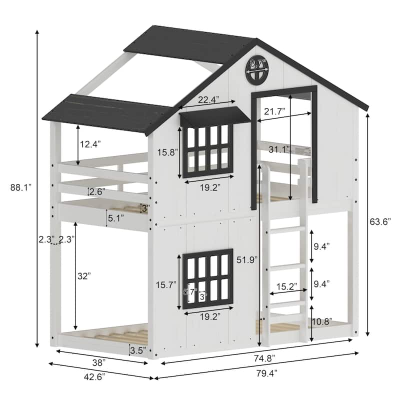 Modern Farmhouse Twin Over Twin Bunk Bed