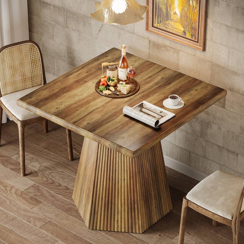 31.5-Inch Square Dining Table with Sturdy Pedestal Base