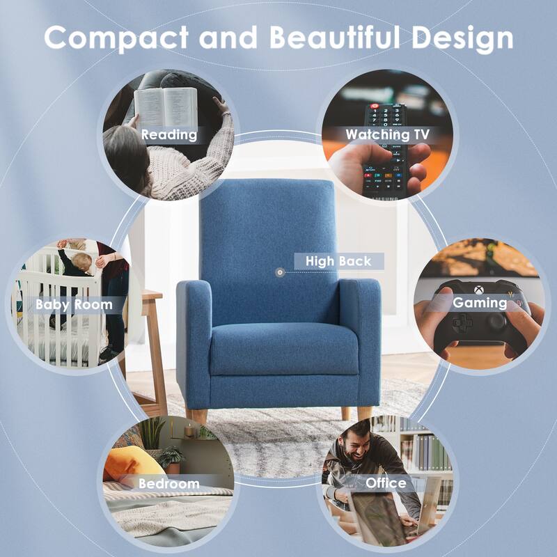 Modern Accent Chair with Pillow & Walnut Legs - Lounge Seat for Living Room, Compact Design