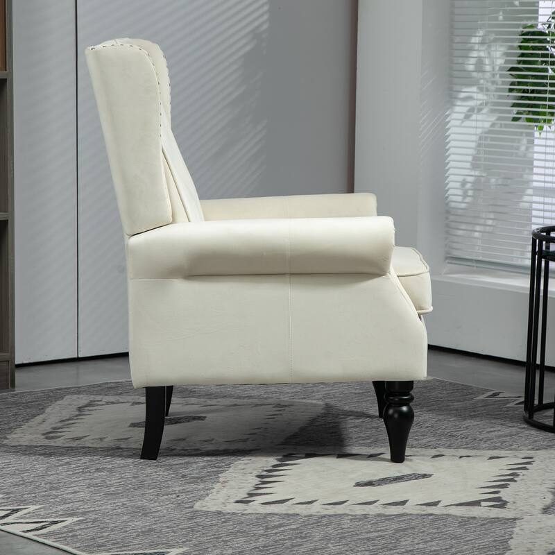 Tufted High Back Chair Living Room Wood Frame Armchair