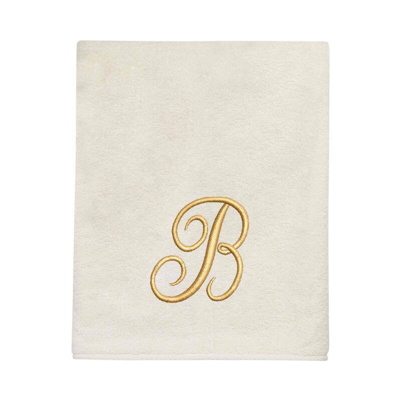 Avanti Linens Ivory/Gold Script Monogram Bath Towel Letter B - Bath Towel