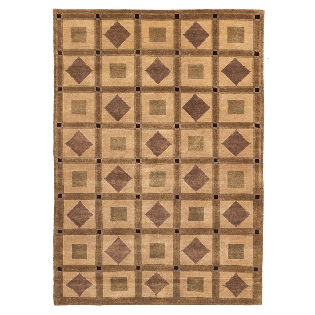 ECARPETGALLERY Hand-knotted Opulence Beige Wool Rug - 5'11 x 8'6