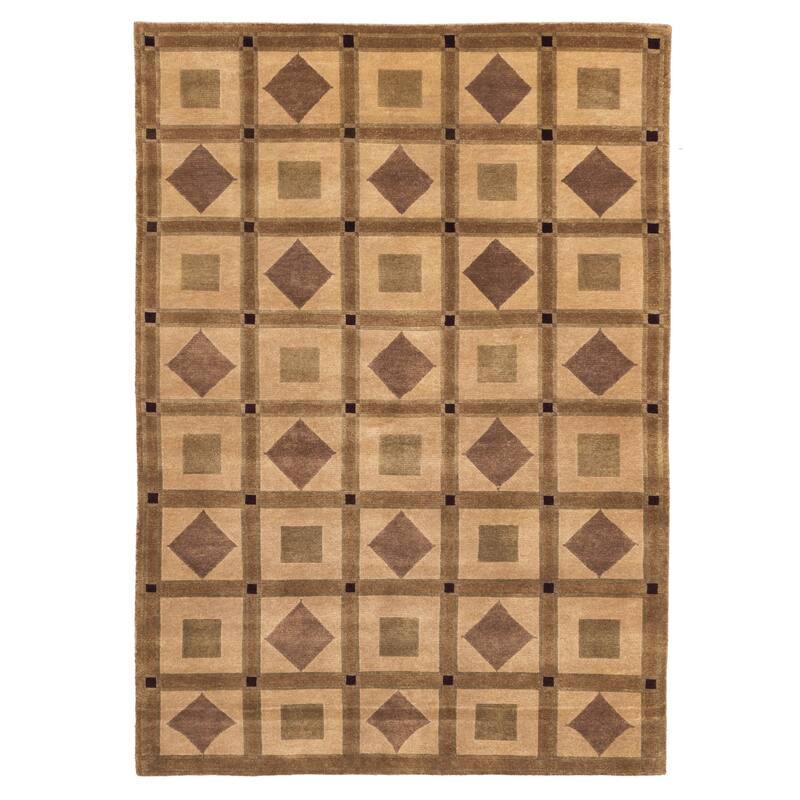 ECARPETGALLERY Hand-knotted Opulence Beige Wool Rug - 5'11 x 8'6