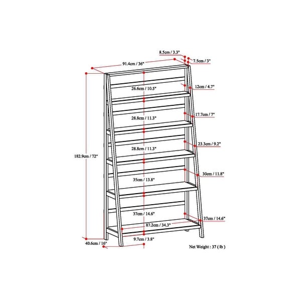 36 inch store wide bookcase white