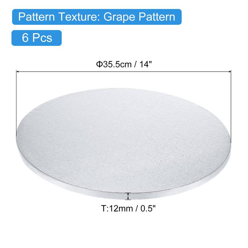 Cake Boards, 6Pcs Cardboard Cake Drums, 1/2" Thick Round Cake Base