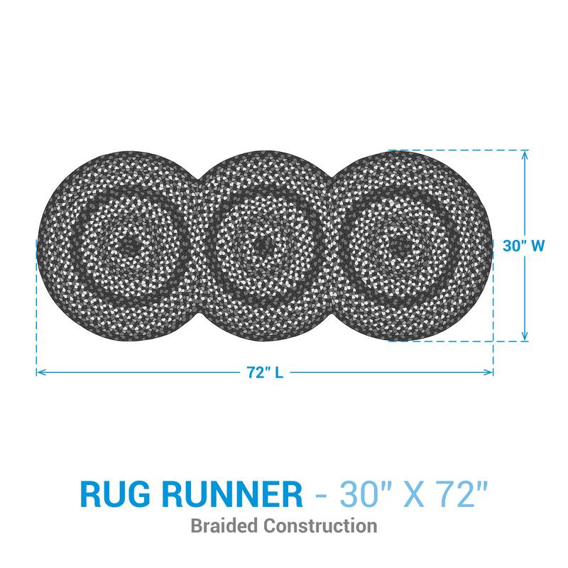 Park Designs Cozy Cottage Braided Blue Indoor Rug Runner 30" x 72" - 2'6"x6'