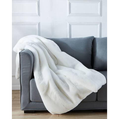 Cassilda Luxury Chinchilla Faux Fur Throw Blanket (50 In. x 60 In.)