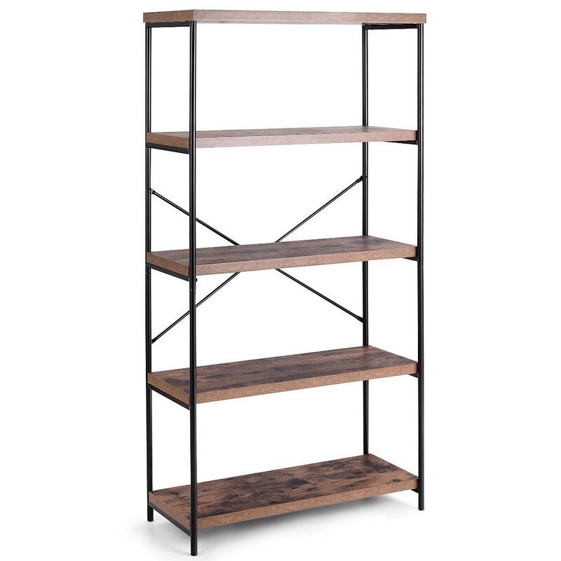 Multipurpose Open Bookcase Industrial Rack Storage Shelf - 31" x 14" x 63" (L x W x H)