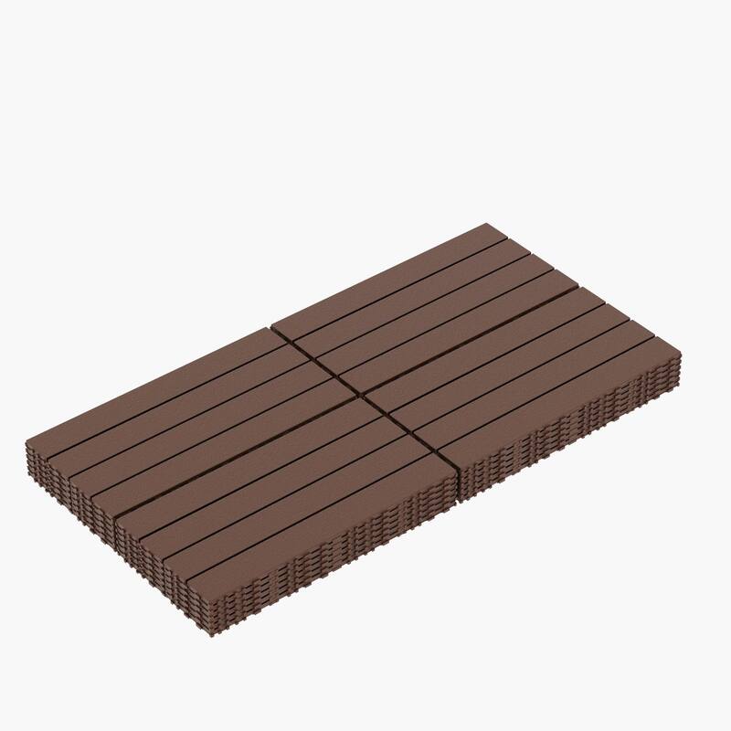 24 Pcs Interlocking Decking Tiles 2 FT Waterproof Outdoor Flooring All Weather Use for Porch Poolside Balcony Backyard