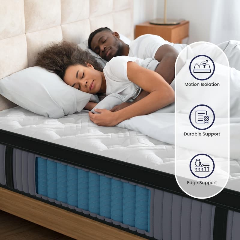 Roomfitters 14 Inch King Hybrid Mattress, Cooling Gel Memory Foam and Pocket Spring Bed for Hip and Back Support